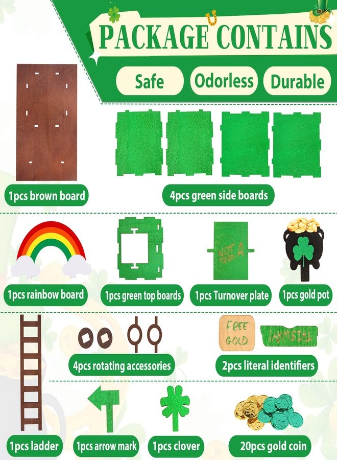 RGJ St Patrick's Day Leprechaun Trap Kit for Kids, Wooden DIY Leprechaun Trap Craft Kit to Catch A Leprechaun, St Patrick's Day Decorations for Kids Party Supplies (Finished Painted) - Image 4